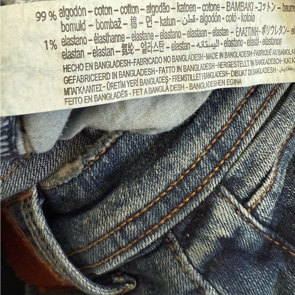 Zara Dark Wash‎ Light Distressing Straight Leg High Rise Stretch Women’s 10 EUC - Picture 7 of 11